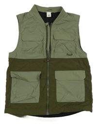 Khaki šušťáková podšitá vesta H&M