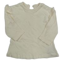 Smotanové rebrované tričko s volánikmi George