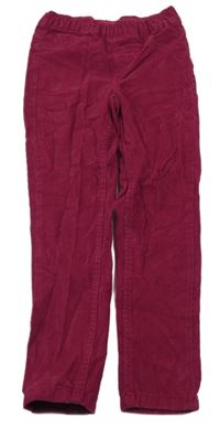 Tmavorůžové manšestrové elastické kalhoty Kiki&Koko