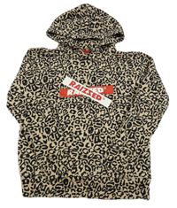 Béžovo-černá vzorovaná mikina s nápisem a kapucí Raizzed