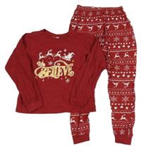 Vínové vianočné pyžama s potlačou