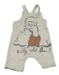 Béžové melírované laclové teplákové kraťasy s medvídkem Pú George