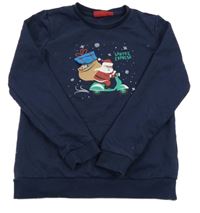 Tmavomodrá mikina so Santou Alive