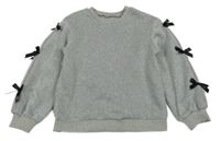 Sivá melírovaná mikina s mašličkami Shein