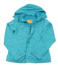Tyrkysová šusťáková jarní parka s ukrývací kapucí One by one