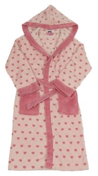 Světlerůžový chlupatý župan se srdíčky a kapucí Lupilu