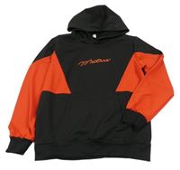 Čierno-červená športová mikina s nápisom a kapucňou