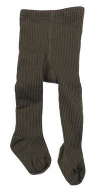 Hnědé žebrované punčocháče