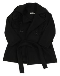 Červený flaušový kabát s volánky a páskem Piazaittalia