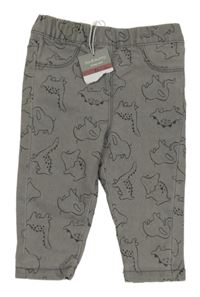 Nové - Sivé džegíny s dinosaurami Sinsay