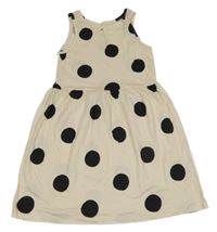 Smotanové bavlnené šaty s bodkami H&M