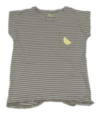 Sivo-biele pruhované tričko s citronem a překříženými zády Yigga