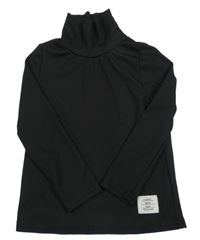 Černé žebrované triko s rolákem Shein