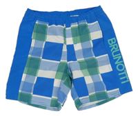 Modro-bielo-zelené kockované plážové kraťasy Brunotti