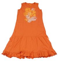 Korálové bavlnené šaty s kvetmi Loap