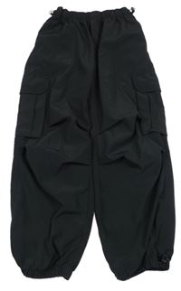 Černé cargo cuff kalhoty S. Oliver
