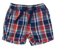 Tmavomodro-červeno-bílé kostkované plátěné kraťasy Fagottino 