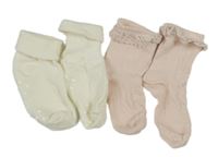 2x - Světlerůžové + smetanové ponožky vel. 19-22