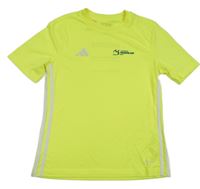 Neonově žluté funkční sportovní tričko s nápisem Adidas