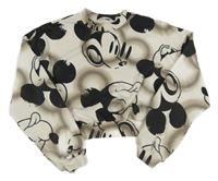 Šedo-smetanová tónovaná crop mikina s Mickeym H&M
