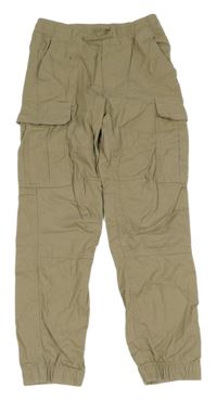 Béžové plátenné cargo cuff nohavice H&M
