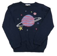 Tmavomodrý sveter s planetami PRIMARK