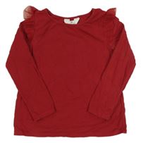 Tmavočervené triko s volánky H&M
