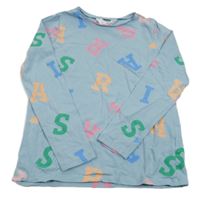 Svetlomodré tričko s barevnými písmenky H&M