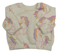 Smotanová oversize mikina s jednorožcami PRIMARK