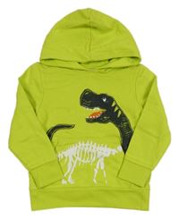 Limetková mikina s dinosaurom a kapucňou C&A