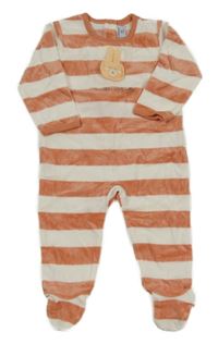 Jahodovo-biely pruhovaný zamatový overal s 3D zajačikom absorba