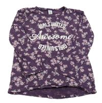 Purpurové tričko s kvietkami a nápismi dopodopo