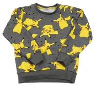 Tmavosivá skvrnitá mikina s Pikachu
