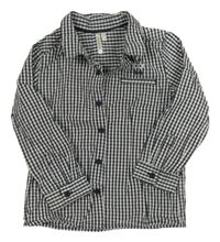 Tmavomodro-bílá kostkovaná košile s výšivkou ORCHESTRA