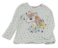 Bílé triko s koníkem a motýlky Kids