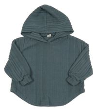 Břidlicová rebrovaná úpletová oversize mikina s kapucňou SHEIN