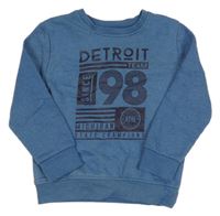 Modrá melírovaná mikina s číslom a nápismi PRIMARK