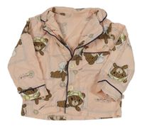 Světlerůžový pyžamový kabátek s medvídky 