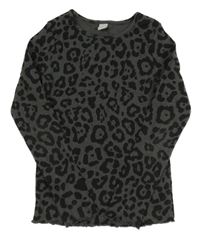 Tmavošedo-čierne vzorované rebrované tričko Tu