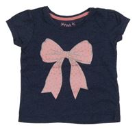 Tmavomodré tričko s mašlí YD