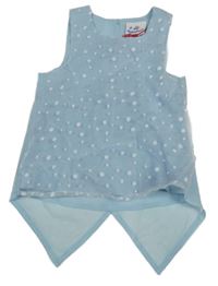 Světlemodro-bílá letní halenka s organzou s puntíky Topolino