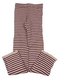 Svetloružová -vínové pruhované rebrované úpletové nohavice H&M