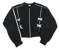 Čierna prepínaci oversize crop mikina s mašľami a pruhmi RIVER ISLAND