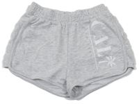 Sivé melírované teplákové kraťasy s nápisom a palmou H&M