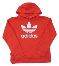 Červená mikina s logem a kapucí Adidas