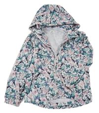 Smetanová šusťáková podzimní parka s motýlky a odepínací kapucí H&M