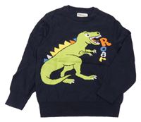 Tmavomodrý sveter s dinosaurom bonprix.
