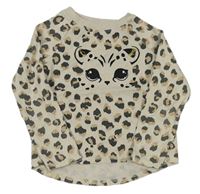 Béžové trblietavé tričko s leopardím vzorom a leopardom H&M