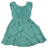 Tyrkysové kvetované ľahké šaty E-Vie
