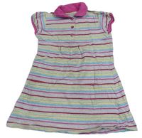 Sivo-farebné pruhované bavlnené polo šaty zn. Mothercare